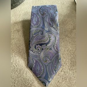 Nw/oT David Donahue Blue Paisley Silk Tie